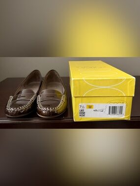 Joan & David Brown Patent Moccasin Loafers
